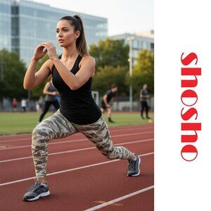 Shosho camouflage athletic pocketed leggings NWOT Green Med